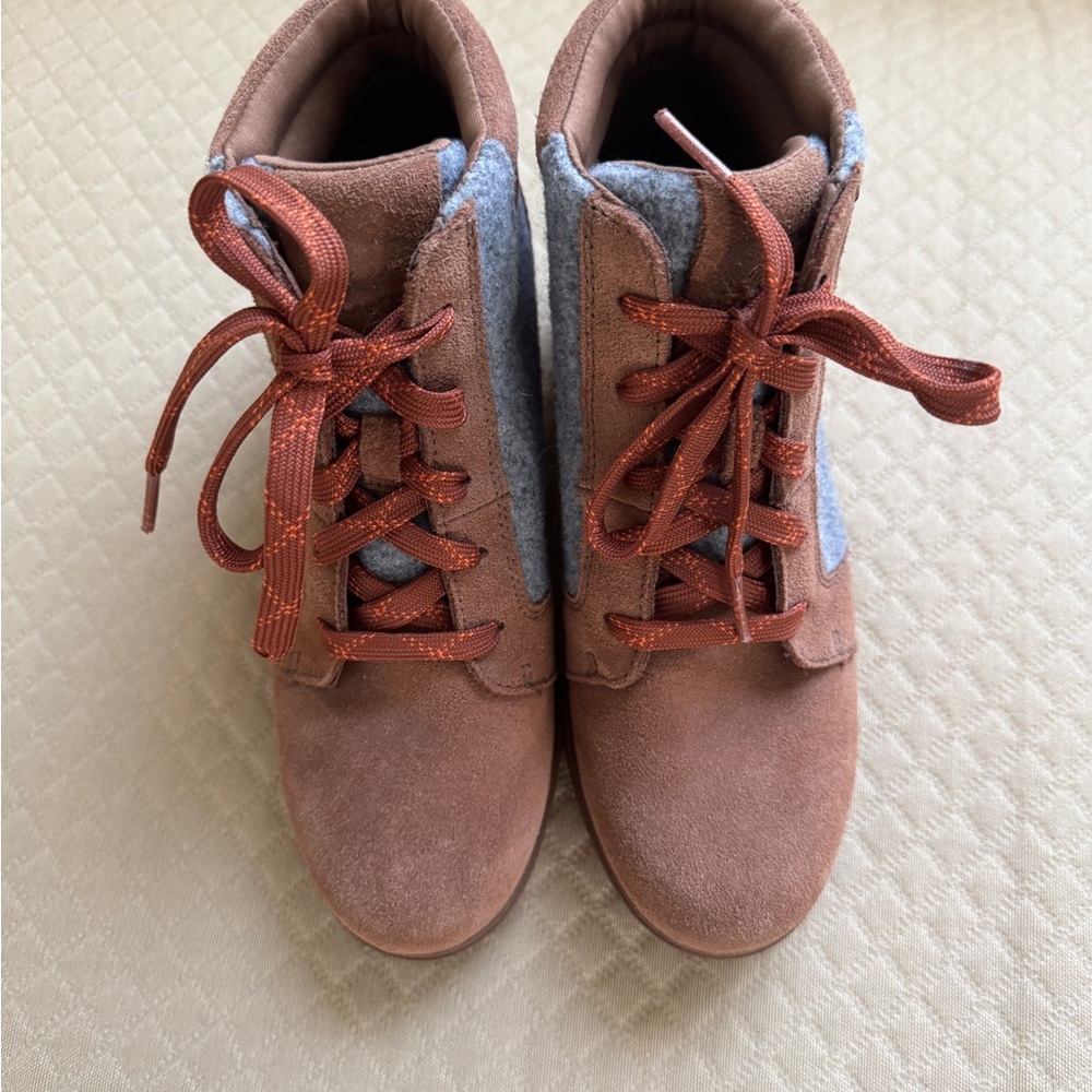Sorel Brown and Gray Ankle Booties with Suede Finish